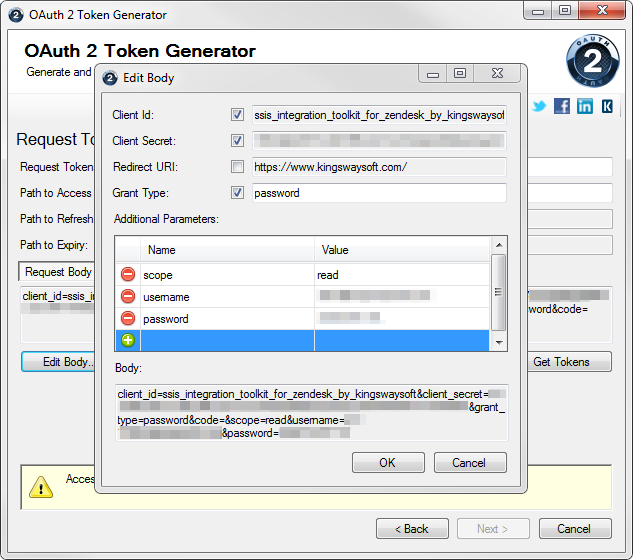 OAuth 2 Token Generator - Request Body